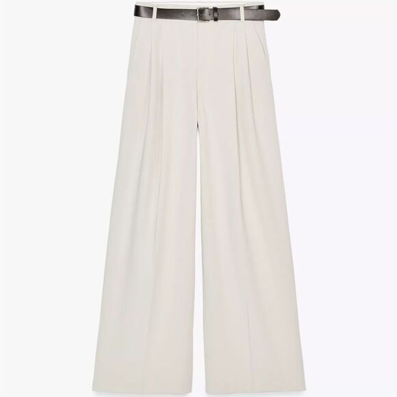 ZARA DOUBLE PLEAT BELTED PANTS - Picture 2 of 10